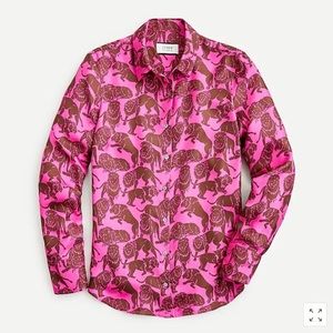J.Crew Collection silk shirt in sleepy lions print, Size 4 NWT